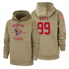 Men's Houston Texans #99 J.J. Watt 2019 Salute to Service Tan Sideline Therma Pullover Hoodie