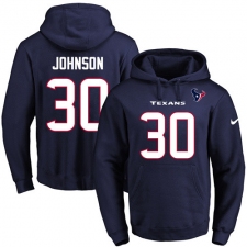 NFL Men's Nike Houston Texans #30 Kevin Johnson Navy Blue Name & Number Pullover Hoodie