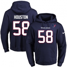 NFL Men's Nike Houston Texans #58 Lamarr Houston Navy Blue Name & Number Pullover Hoodie