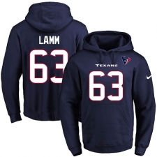 NFL Men's Nike Houston Texans #63 Kendall Lamm Navy Blue Name & Number Pullover Hoodie