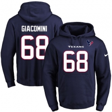 NFL Men's Nike Houston Texans #68 Breno Giacomini Navy Blue Name & Number Pullover Hoodie
