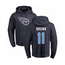 Football Tennessee Titans #11 A.J. Brown Navy Blue Name & Number Logo Pullover Hoodie