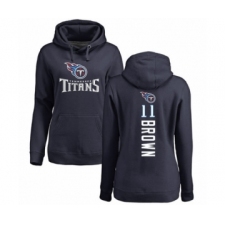 Football Women's Tennessee Titans #11 A.J. Brown Navy Blue Backer Pullover Hoodie