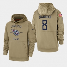 Men's Tennessee Titans #8 Marcus Mariota 2019 Salute to Service Sideline Therma Pullover Hoodie - Tan