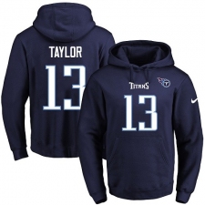 NFL Men's Nike Tennessee Titans #13 Taywan Taylor Navy Blue Name & Number Pullover Hoodie
