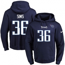 NFL Men's Nike Tennessee Titans #36 LeShaun Sims Navy Blue Name & Number Pullover Hoodie