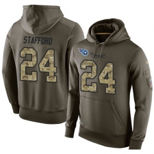 NFL Nike Tennessee Titans #24 Daimion Stafford Green Salute To Service Men's Pullover Hoodie