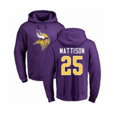 Football Minnesota Vikings #25 Alexander Mattison Purple Name & Number Logo Pullover Hoodie