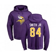 Football Minnesota Vikings #84 Irv Smith Jr. Purple Name & Number Logo Pullover Hoodie