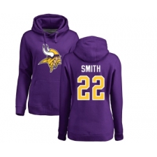 Football Women's Minnesota Vikings #22 Harrison Smith Purple Name & Number Logo Pullover Hoodie