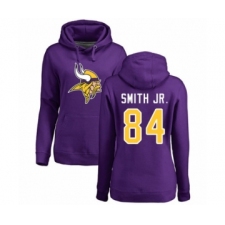Football Women's Minnesota Vikings #84 Irv Smith Jr. Purple Name & Number Logo Pullover Hoodie