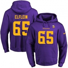 NFL Men's Nike Minnesota Vikings #65 Pat Elflein Purple(Gold No.) Name & Number Pullover Hoodie