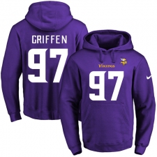 NFL Men's Nike Minnesota Vikings #97 Everson Griffen Purple Name & Number Pullover Hoodie