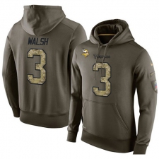 NFL Nike Minnesota Vikings #3 Blair Walsh Green Salute To Service Men's Pullover Hoodie