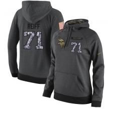 NFL Women's Nike Minnesota Vikings #71 Riley Reiff Stitched Black Anthracite Salute to Service Player Performance Hoodie