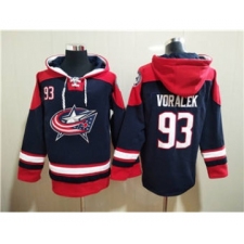 Men's Columbus Blue Jackets #93 Jakub Voracek Navy Ageless Must-Have Lace-Up Pullover Hockey Hoodie