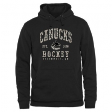 NHL Men's Vancouver Canucks Black Camo Stack Pullover Hoodie