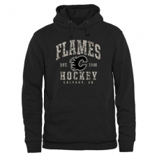 NHL Men's Calgary Flames Black Camo Stack Pullover Hoodie