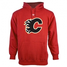 NHL Men's Calgary Flames Old Time Hockey Big Logo with Crest Pullover Hoodie - Red