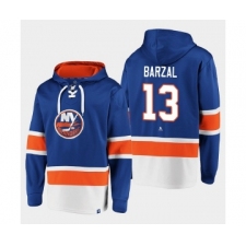 Men's New York Islanders #13 Mathew Barzal Royal Ageless Must-Have Lace-Up Pullover Hoodie