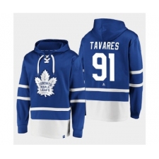 Men's Toronto Maple Leafs #91 John Tavares Blue All Stitched Sweatshirt Hoodie