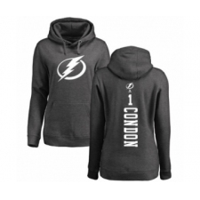 Hockey Women's Tampa Bay Lightning #1 Mike Condon Charcoal One Color Backer Pullover Hoodie