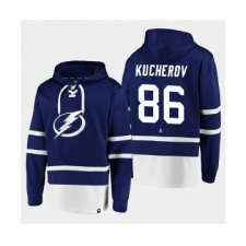 Men's Tampa Bay Lightning #86 Nikita Kucherov Blue All Stitched Sweatshirt Hoodie