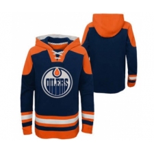 Men's Edmonton Oilers Blank Navy Ageless Must-Have Lace-Up Pullover Hockey Hoodie