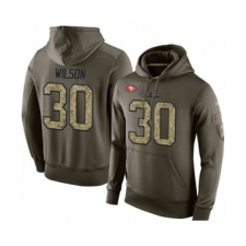 Football Men's San Francisco 49ers #30 Jeff Wilson Green Salute To Service Pullover Hoodie