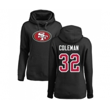 Football Women's San Francisco 49ers #32 Tevin Coleman Black Name & Number Logo Pullover Hoodie