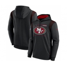 Men's San Francisco 49ers 2021 Black Sideline Logo Performance Pullover Hoodie