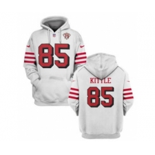 Men's San Francisco 49ers #85 George Kittle 2021 White 75th Anniversary Pullover Football Hoodie