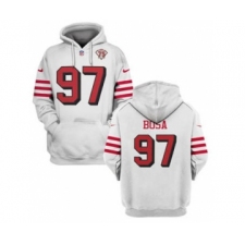 Men's San Francisco 49ers #97 Nick Bosa 2021 White 75th Anniversary Pullover Football Hoodie