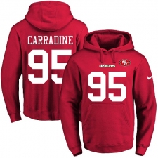 NFL Men's Nike San Francisco 49ers #95 Tank Carradine Red Name & Number Pullover Hoodie