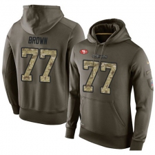 NFL Nike San Francisco 49ers #77 Trent Brown Green Salute To Service Men's Pullover Hoodie
