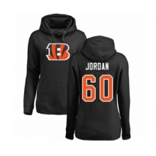 Football Women's Cincinnati Bengals #60 Michael Jordan Black Name & Number Logo Pullover Hoodie