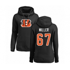 Football Women's Cincinnati Bengals #67 John Miller Black Name & Number Logo Pullover Hoodie