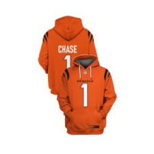 Men's Cincinnati Bengals #1 Ja'Marr Chase 2021 Orange Pullover Football Hoodie