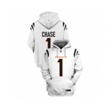 Men's Cincinnati Bengals #1 Ja'Marr Chase White 2021 Pullover Football Hoodie