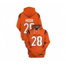 Men's Cincinnati Bengals #28 Joe Mixon 2021 Orange Pullover Football Hoodie