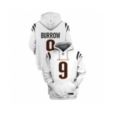 Men's Cincinnati Bengals #9 Joe Burrow 2021 White Pullover Football Hoodie