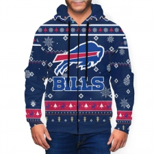 Bills Team Christmas Ugly Men's Zip Hooded Sweatshirt