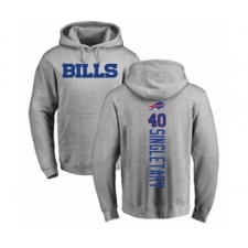 Football Buffalo Bills #40 Devin Singletary Ash Backer Pullover Hoodie