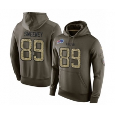 Football Men's Buffalo Bills #89 Tommy Sweeney Green Salute To Service Pullover Hoodie