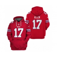 Men's Buffalo Bills #17 Josh Allen 2021 Red Pullover Football Hoodie