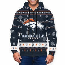 Broncos Team Christmas Ugly Men's Zip Hooded Sweatshirt