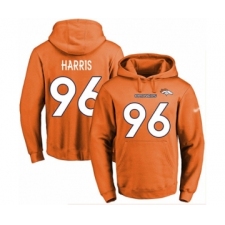 Football Men's Denver Broncos #96 Shelby Harris Orange Name & Number Pullover Hoodie