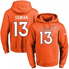 NFL Men's Nike Denver Broncos #13 Trevor Siemian Orange Name & Number Pullover Hoodie
