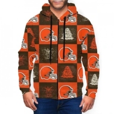 Browns Team Ugly Christmas Men's Zip Hooded Sweatshirt