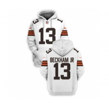 Men's Cleveland Browns #13 Odell Beckham Jr. 2021 White Pullover Football Hoodie